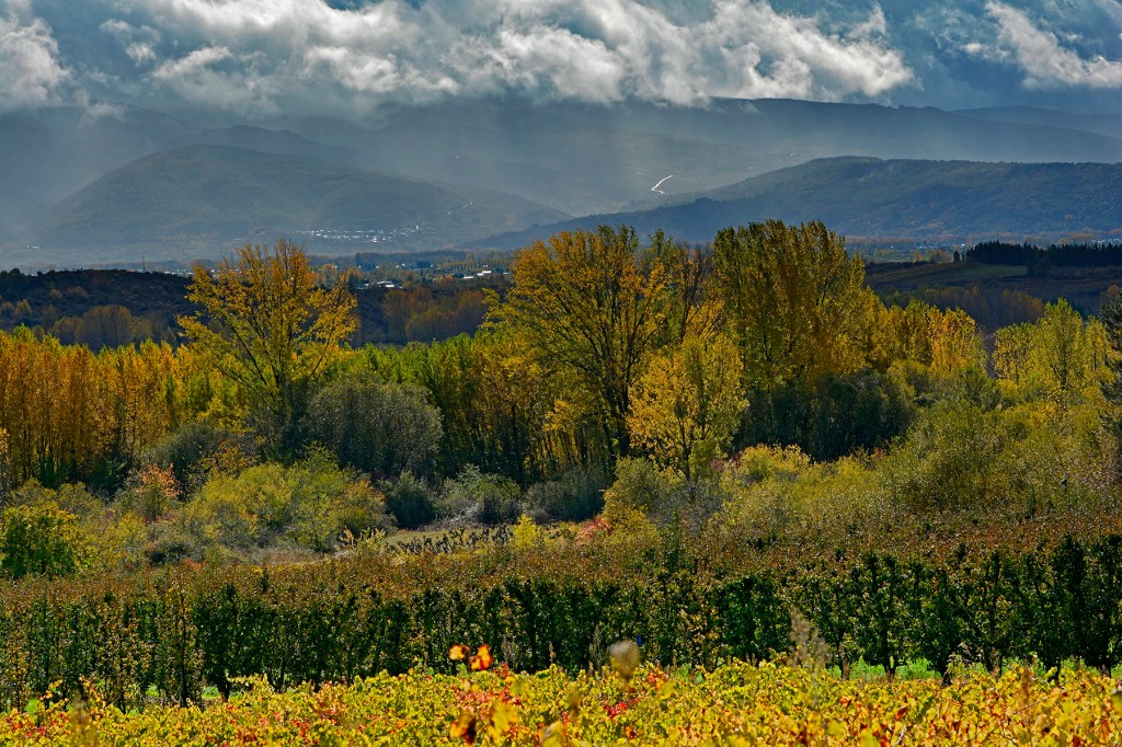 Toma realizada desde Magaz de Abajo con Priaranza del Bierzo, al fondo, El Bierzo, León, Castilla y León, España. 