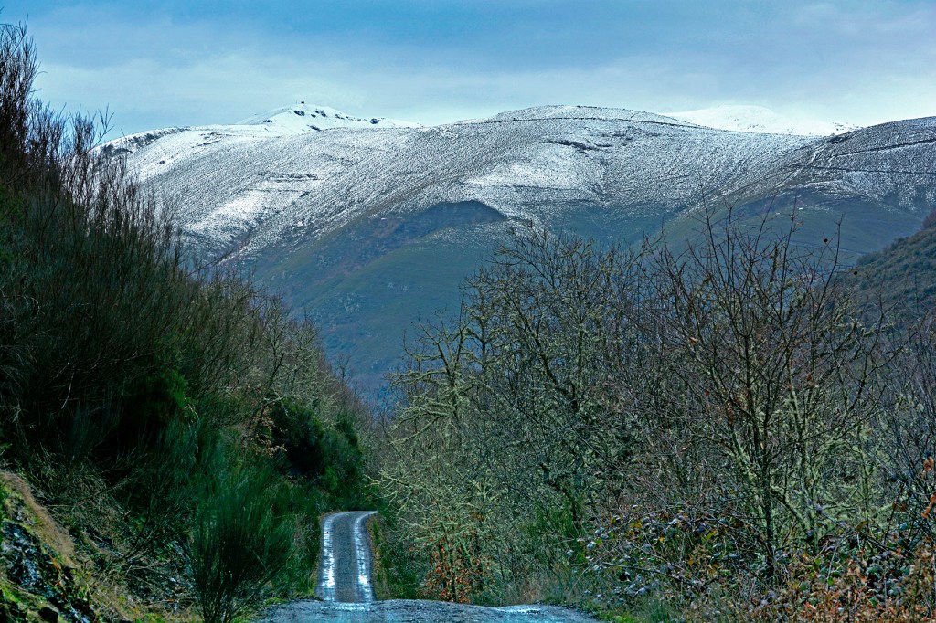Camino en dirección a Burbia desde Aira da Pedra, Villafranca del Bierzo, El Bierzo, León, Castilla y León, España.