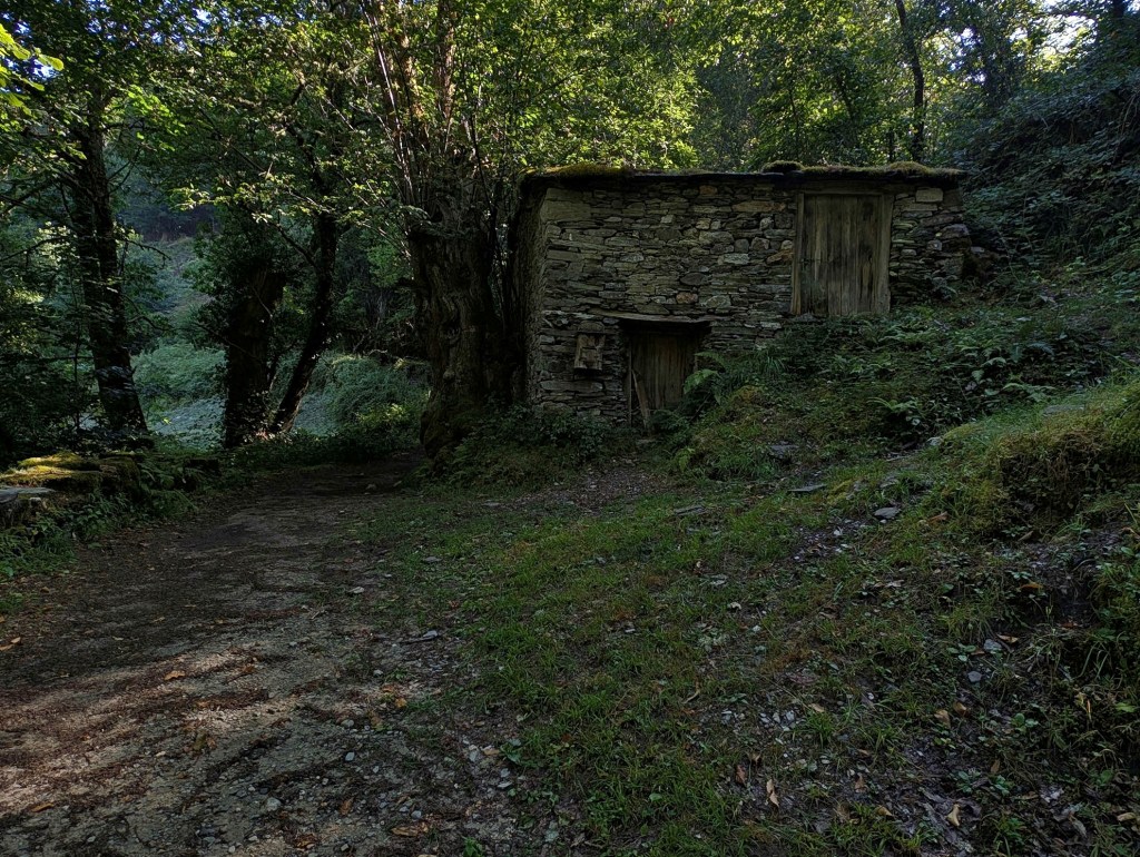 Casa de labor en Moreda en los inicios de la ruta de La Devesa da Rogueira, Seoane, municipio de Folgoso de Caurel, Lugo, Galicia, España.